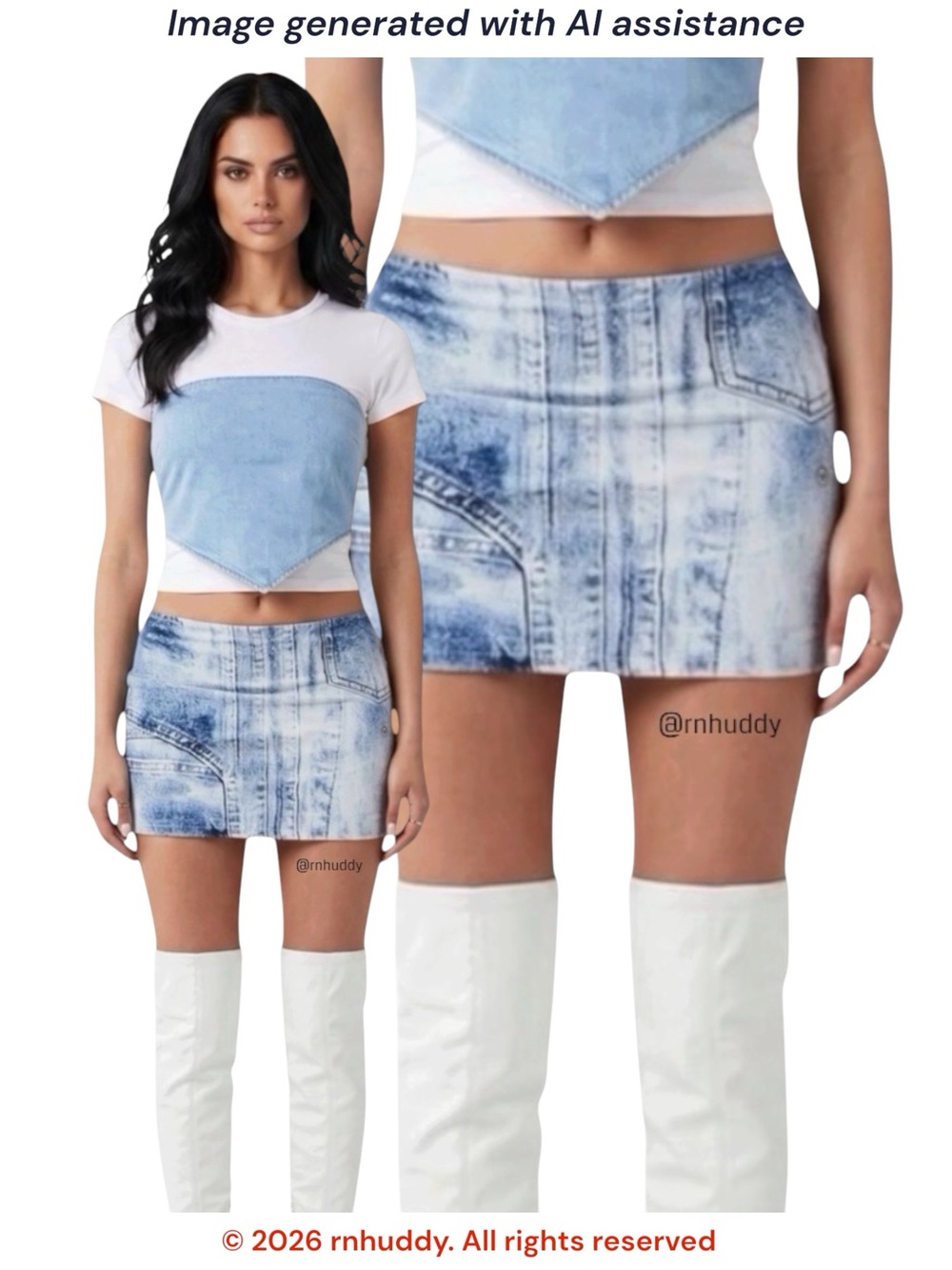 The Kript M blue faux denim Sully mini skirt
